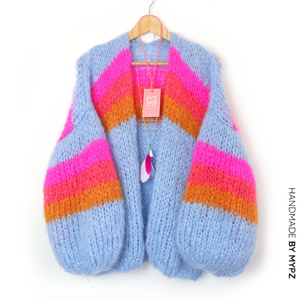 MYPZ Chunky Mohair Cardigan Fluffy Cloud Blue