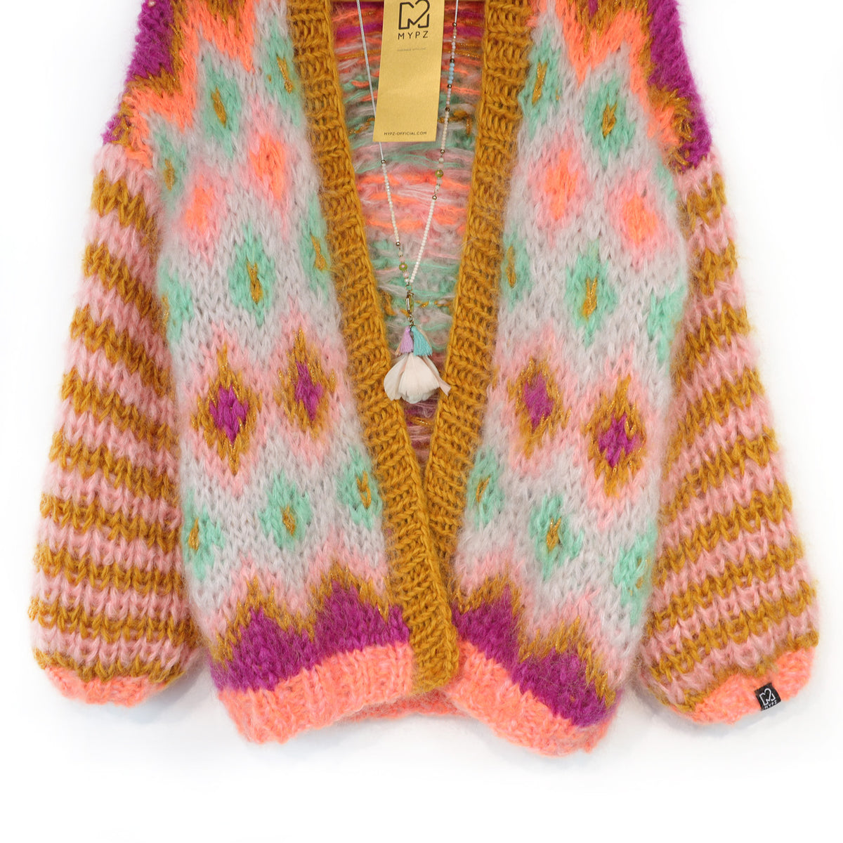 Breipatroon - Chunky Mohair-jas Flora nr.12 (ENG-DE-NL-ES-FR-IT-DA-SV-NO)