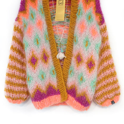 Breipatroon - Chunky Mohair-jas Flora nr.12 (ENG-DE-NL-ES-FR-IT-DA-SV-NO)