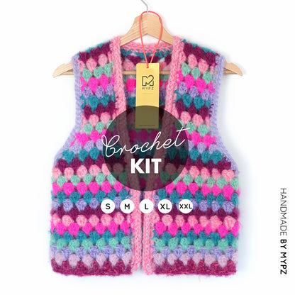 Haakpakket - MYPZ Mohair Granny stripes gilet Milano (ENG-NL)