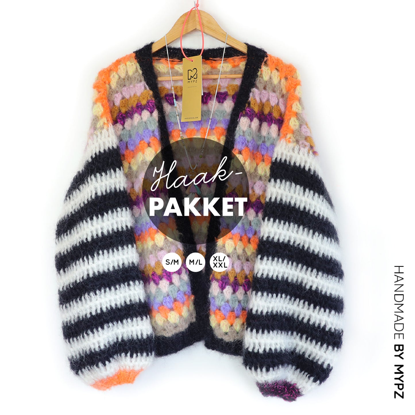 Haakpakket - MYPZ Mohair Granny stripes vest Butterfly (ENG-NL)