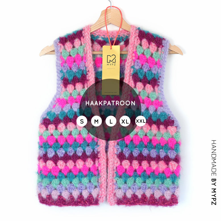 Haakpatroon - MYPZ Mohair Granny stripes gilet Milano (ENG-NL)