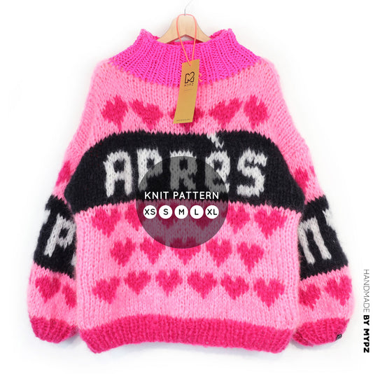 Patroon – MYPZ Chunky Mohair Ski Love Trui Pink No.9 (ENG-NL-DE)