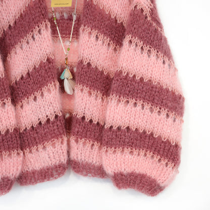 Knitting kit – MYPZ Short Light Mohair Cardigan Rose Burgundy No10 (ENG-NL-DE-FR-ES)