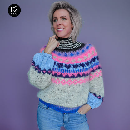 Breipakket – MYPZ top-down trui Blue Heart No6 (ENG-NL-DE)