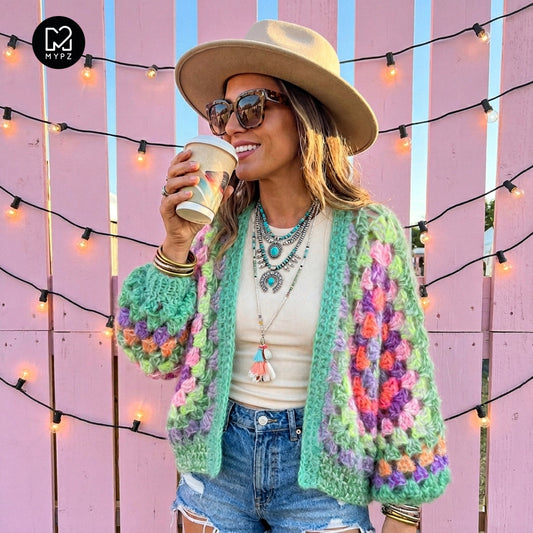 Crochet kit - MYPZ Chunky Hexagon Cardigan Pistachio (ENG-NL-DE)