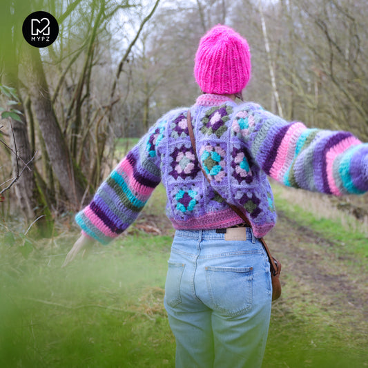 Haakpakket - MYPZ Granny square Mohair vest Purple-Candy (ENG-NL-DE)