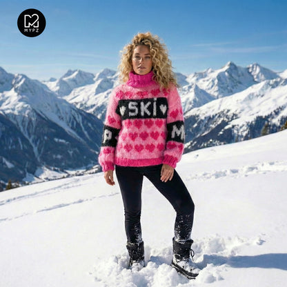 Patroon – MYPZ Chunky Mohair Ski Love Trui Pink No.9 (ENG-NL-DE)