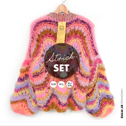 Knitting Kit – Chunky Mohair Pullover Colorflow Wave No.12 (ENG-NL-DE)