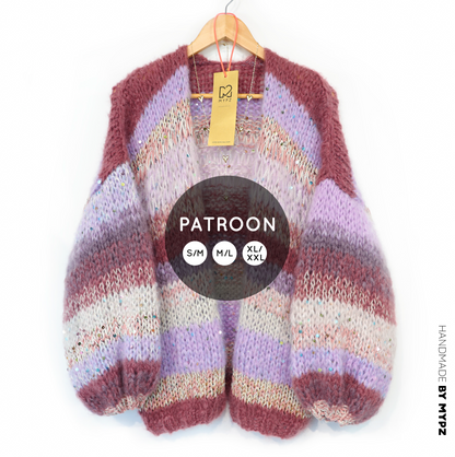 Breipatroon – Chunky Mohair Cardigan Whisper Rose No.12 (ENG-NL-DE)