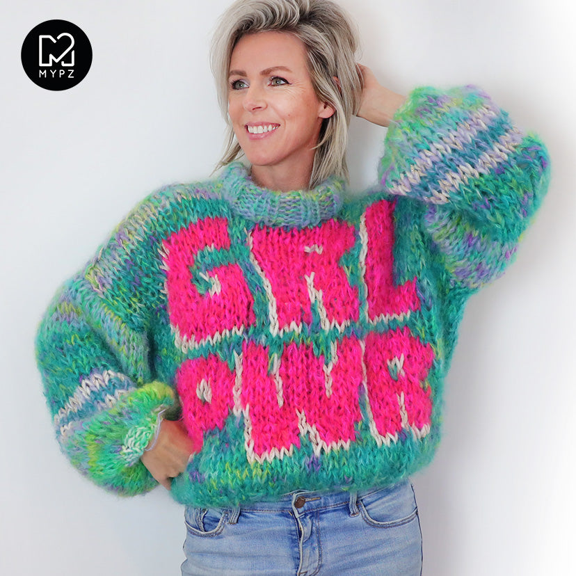 Breipakket – MYPZ Chunky Mohair trui GIRL POWER NO 15 (ENG-NL)