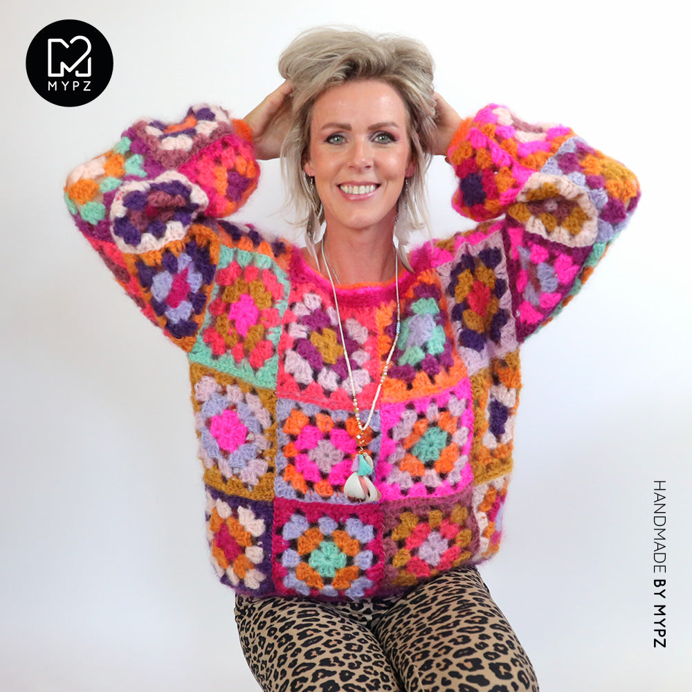 Haakpatroon - MYPZ Granny square Mohair trui Flora (ENG-NL)