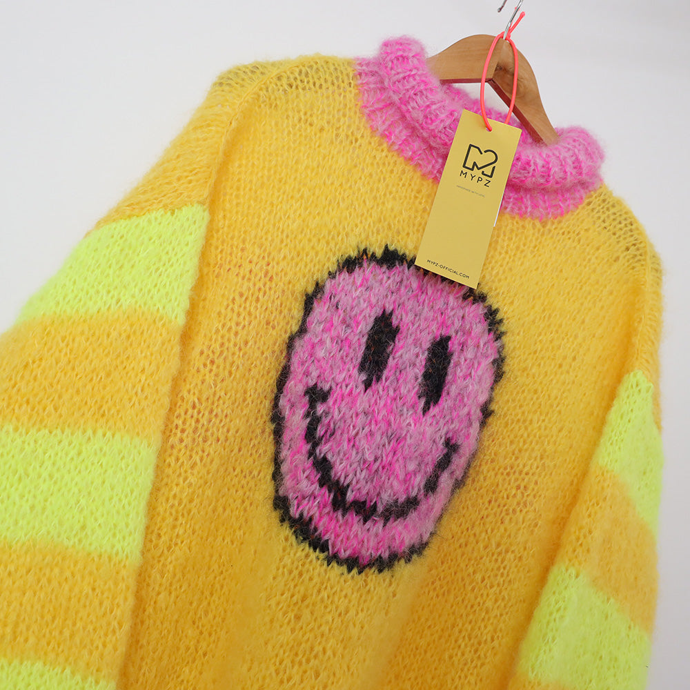 Breipatroon - MYPZ light mohair trui Smiley Yellow No8 (ENG-NL)