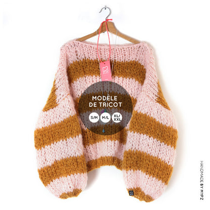 Knit pattern – MYPZ basic BIG chunky mohair pullover Apache for beginners No15 (ENG-NL-FR-ES)