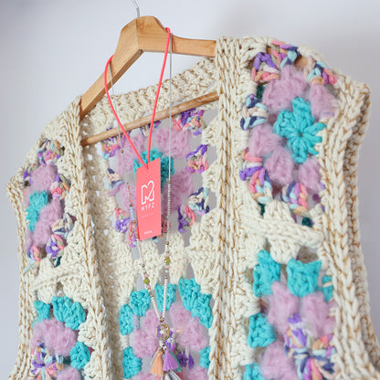 MYPZ Chunky woolen Granny Gilet Sea
