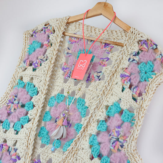 Haakpakket - MYPZ Granny Boho Gilet Sea (ENG-NL)
