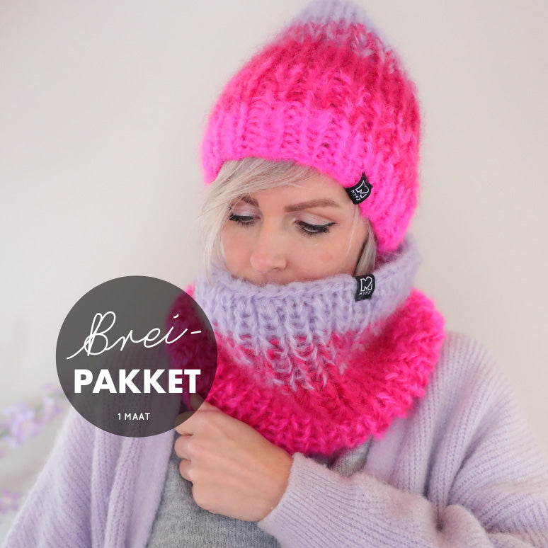 Breipakket – Gradient chunky mohair muts + colsjaal (ENG-NL)