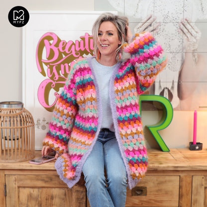 Haakpakket - MYPZ Mohair Granny stripes vest Spirit (ENG-NL)