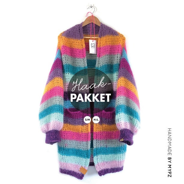 MYPZ haakpakket halflang gekleurd mohair vest