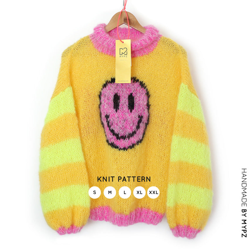 Breipatroon - MYPZ light mohair trui Smiley Yellow No8 (ENG-NL)