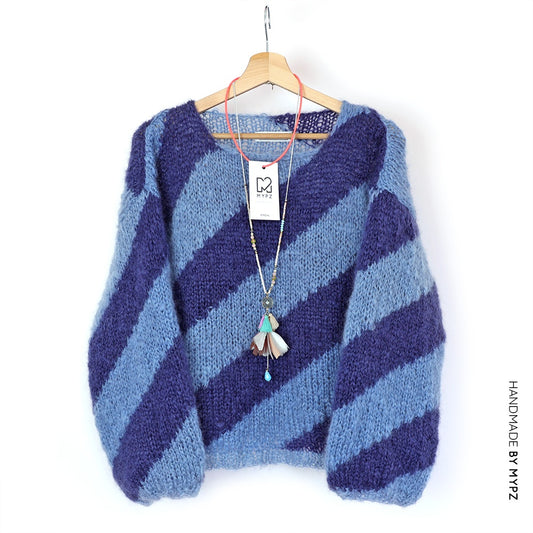 MYPZ Light mohair pullover Blue diagonal